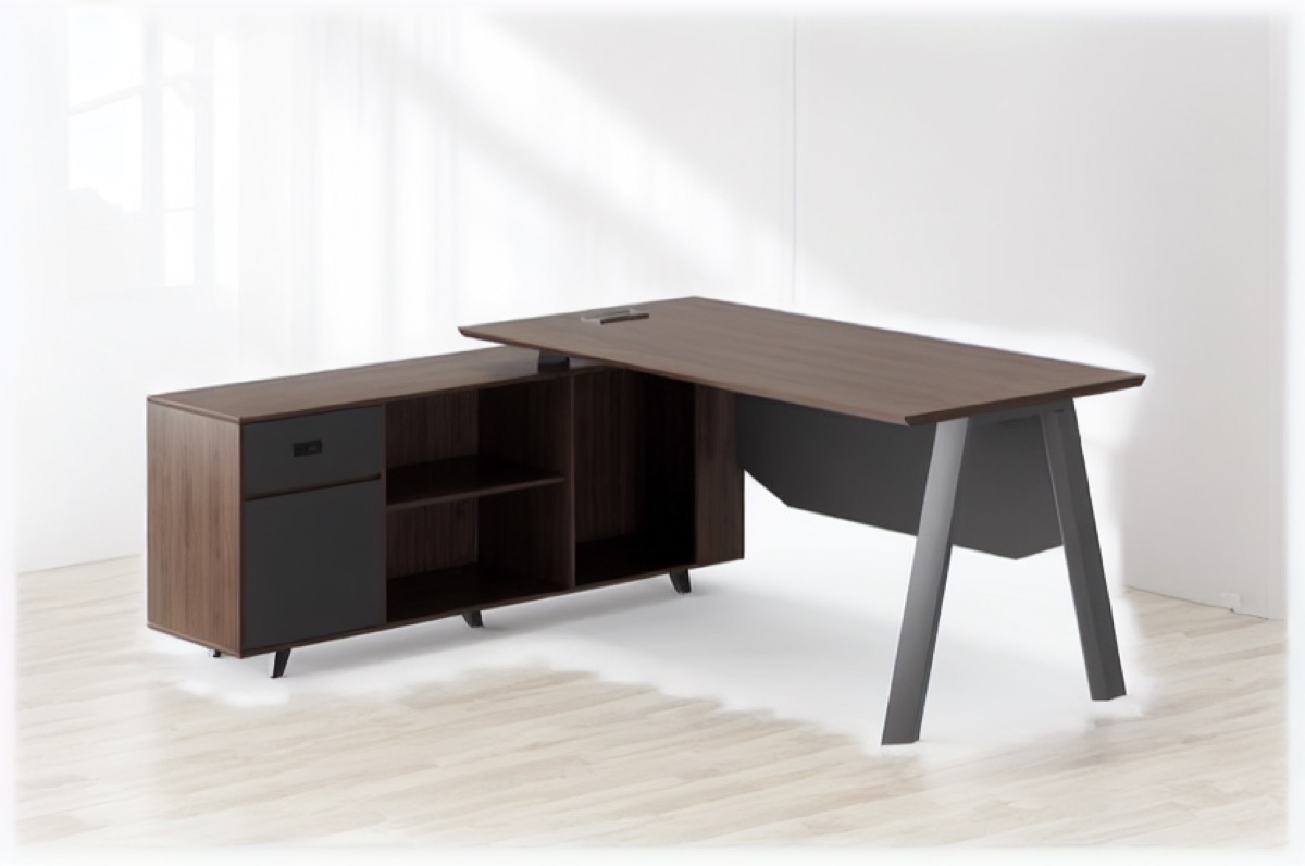 L-Shape Director Desk with A-Frame Legs — office scene