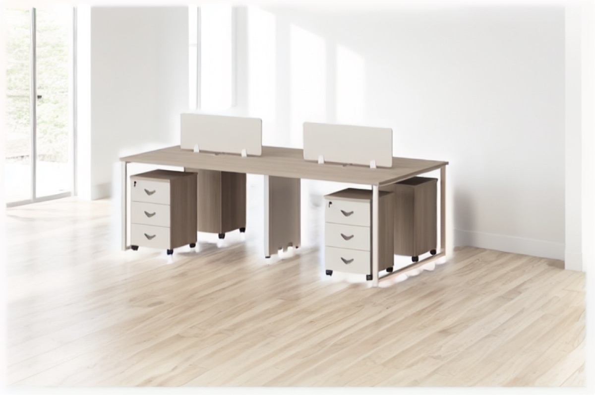 Workstation 2 Orang Pedestal Mobile Oak — situasi kantor