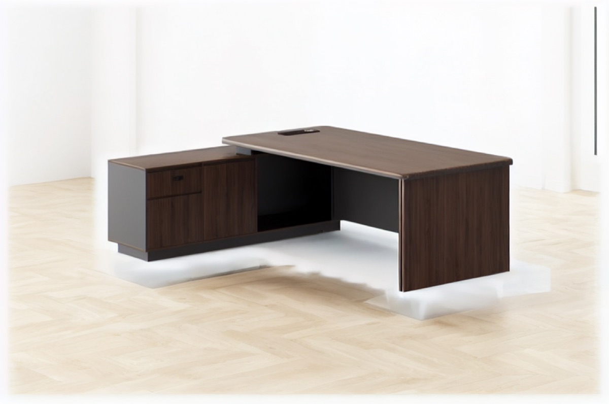L-Shape Director Desk with Integrated Drawers — office scene