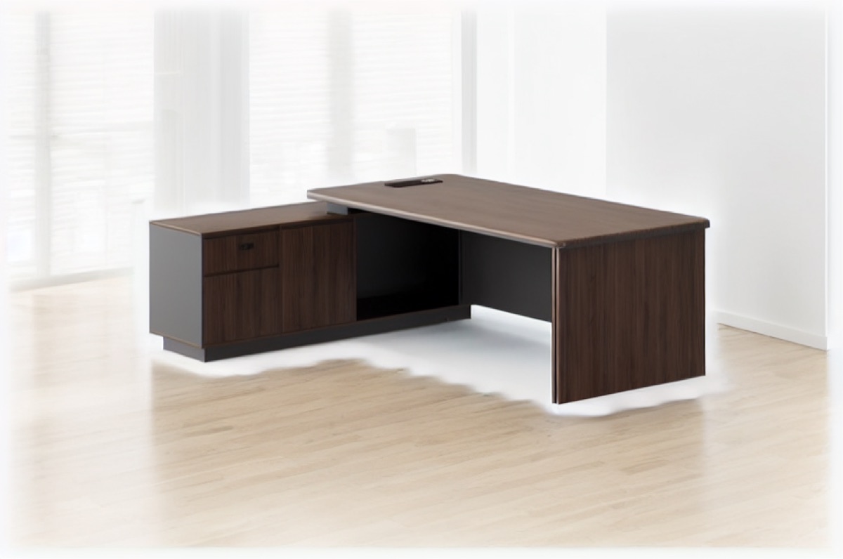 L-Shape Director Desk with Integrated Drawers — office scene