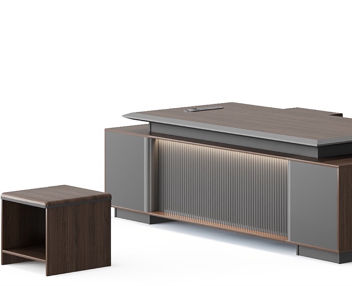 Meja Direktur L-Shape + Hutch LED — detail fitur 1