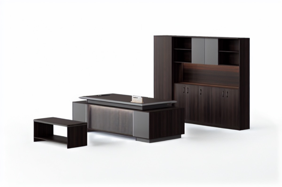 Set Meja Direktur 2400 L-Shape — situasi kantor