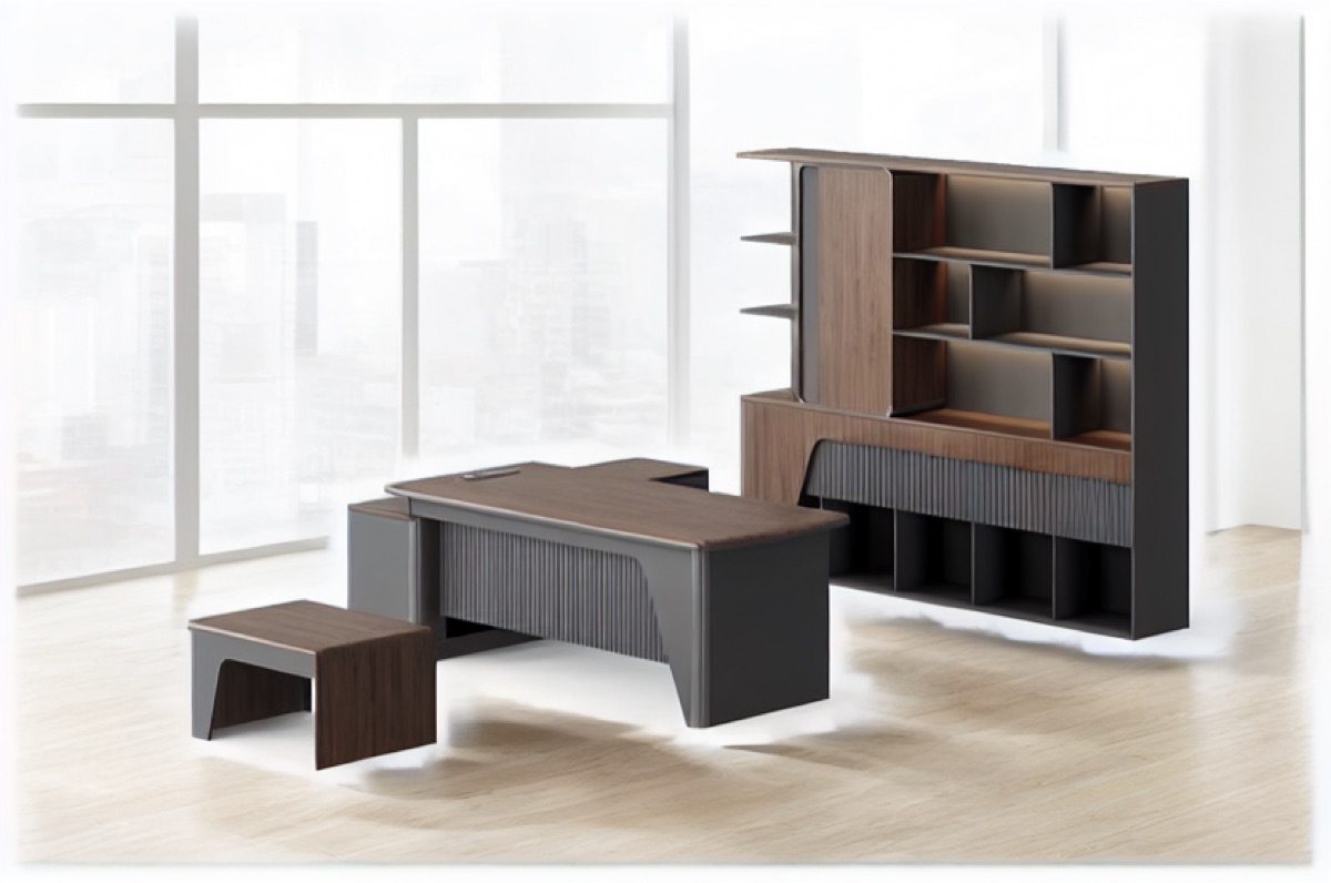 L-Shape Director Desk with Hutch — office scene