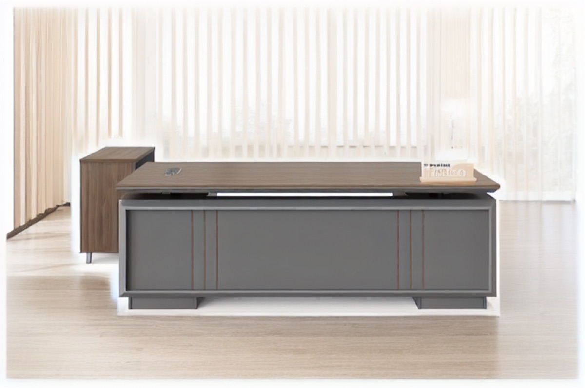 Executive L-Desk with Power Outlet — office scene