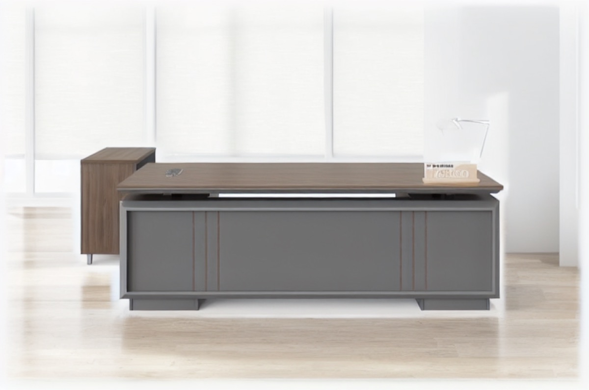 Executive L-Desk with Power Outlet — office scene