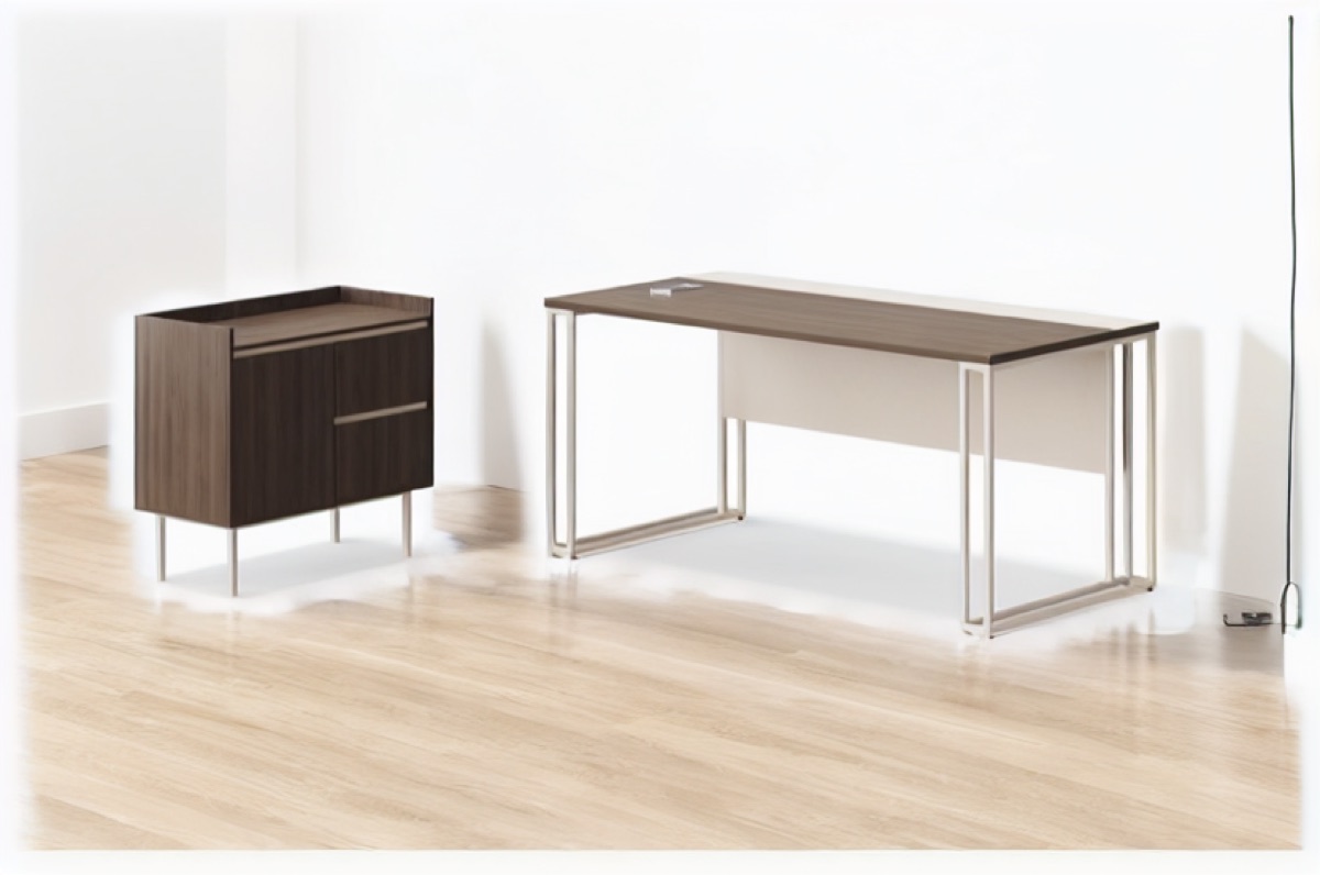 Straight Director Desk + Two-Door Cabinet — office scene