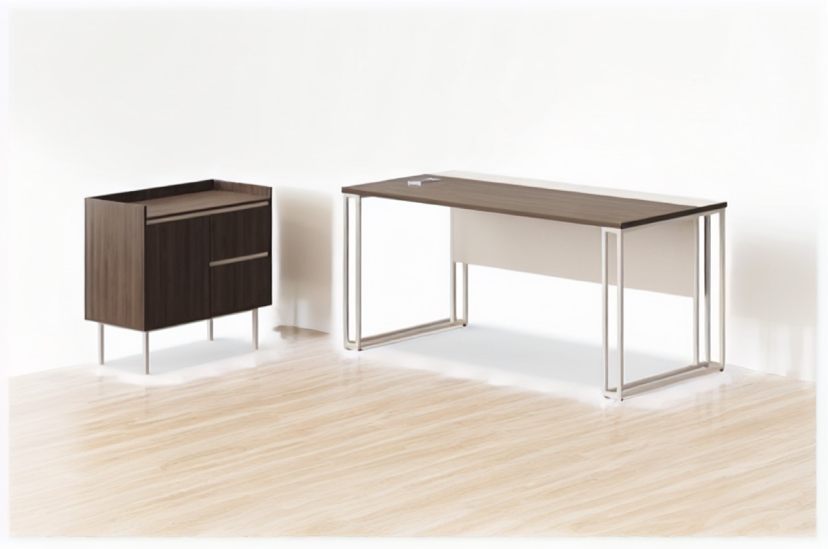 Straight Director Desk + Two-Door Cabinet — office scene