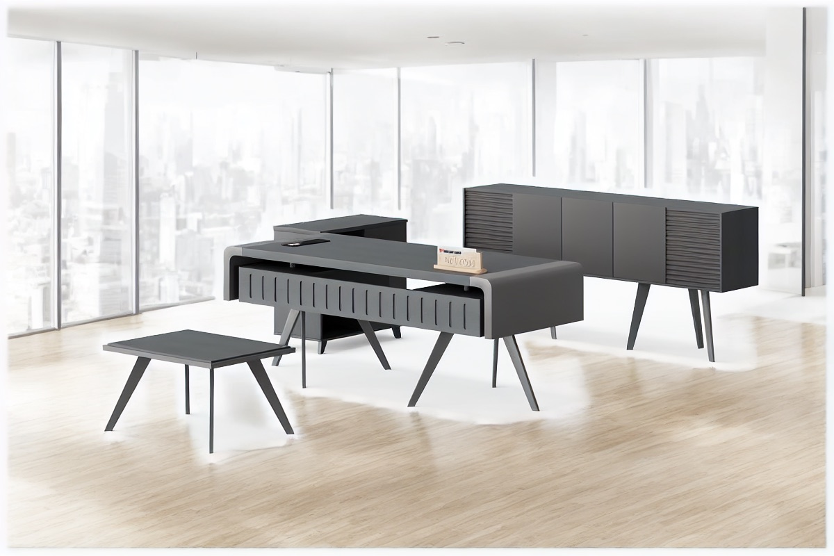 Staff Desk with Side Cabinet — office scene