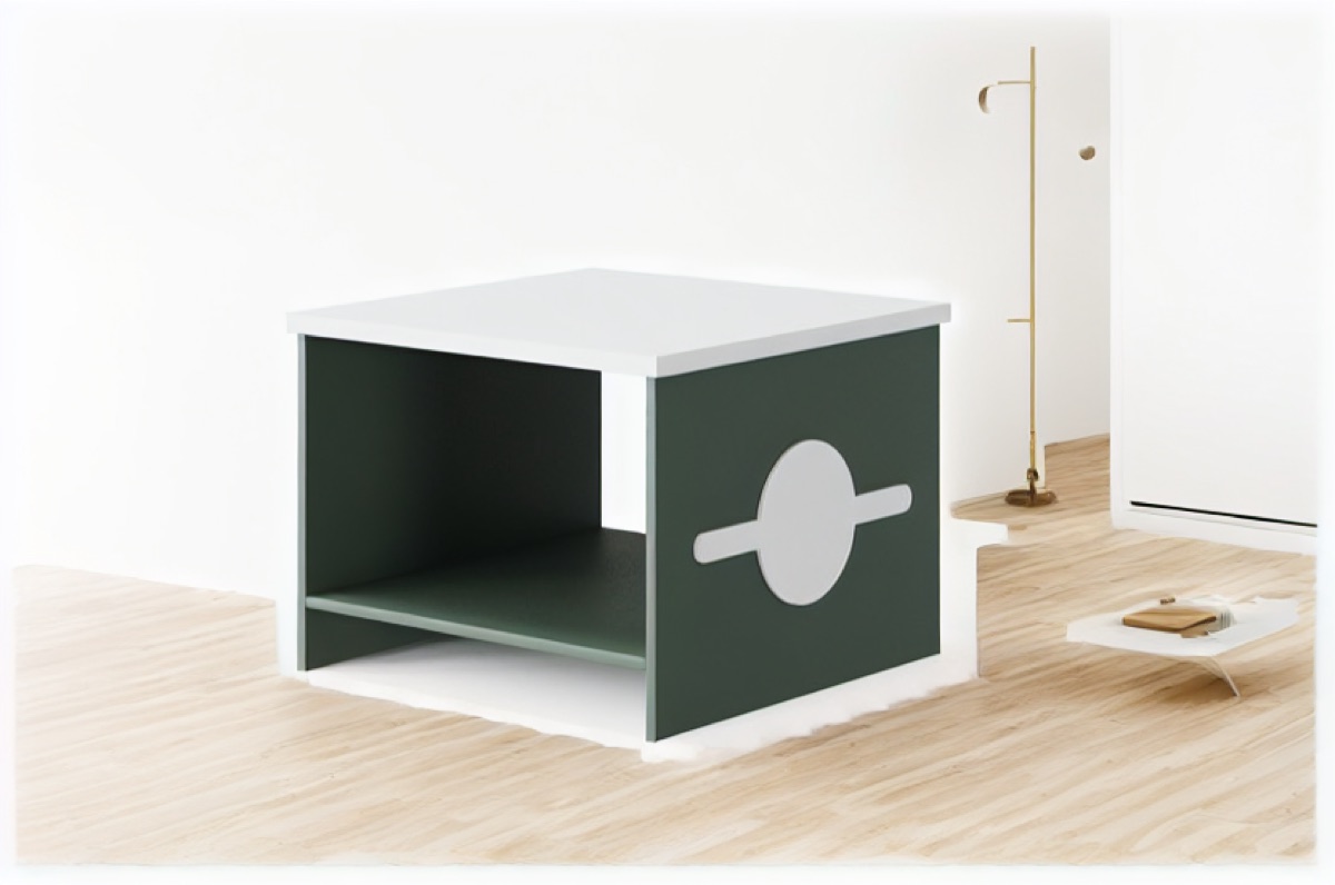Green Office Coffee Table + Lower Shelf — office scene