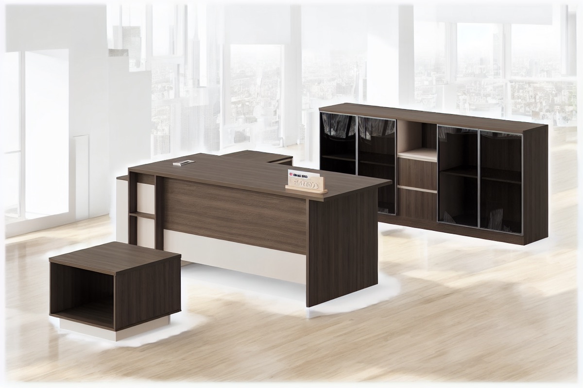 Executive Desk + Cabinet Set — office scene