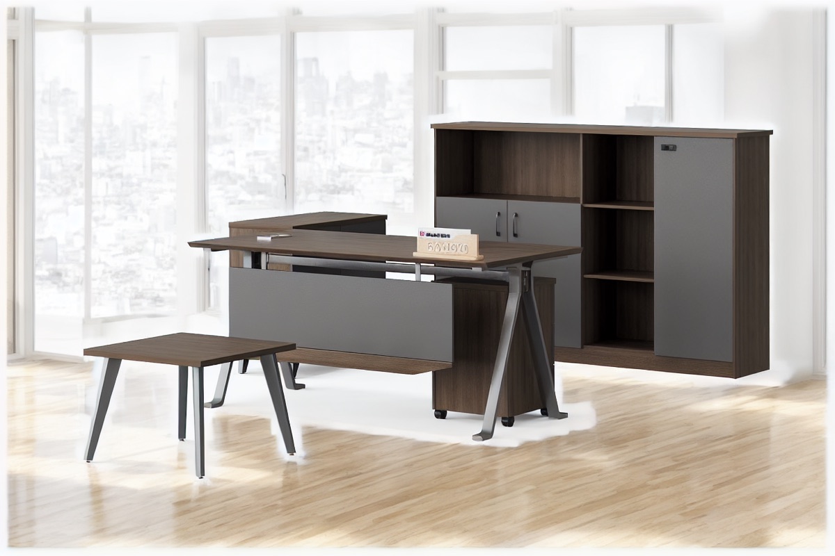 Manager Desk with Side Cabinet — office scene