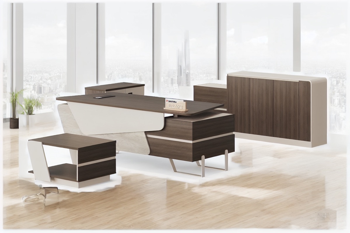 Manager Desk with Side Cabinet — office scene