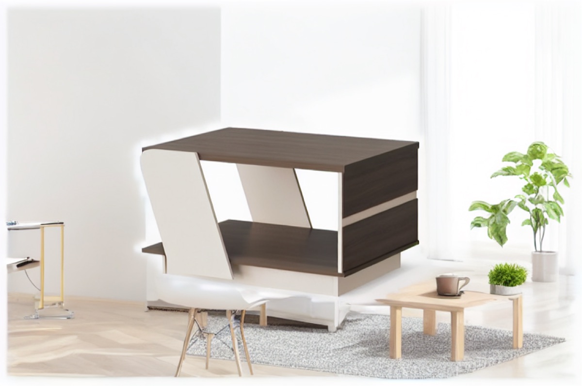 Office Coffee Table G28 Curved Panel + Lower Shelf — office scene