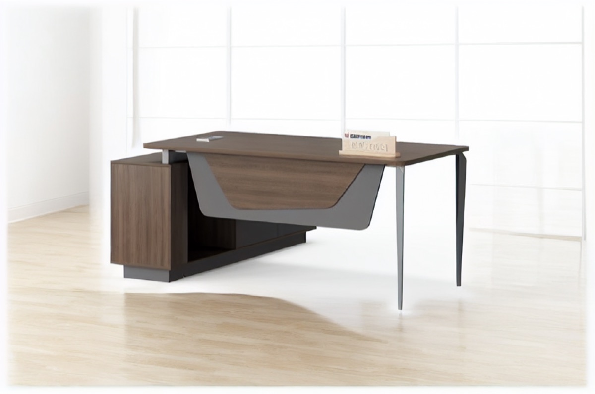 L-Shape Director Desk G28 Curved Panel + Storage — office scene