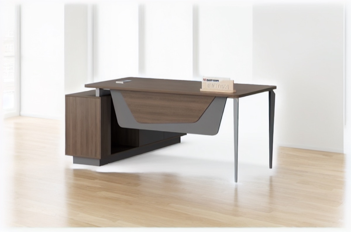 L-Shape Director Desk G28 Curved Panel + Storage — office scene