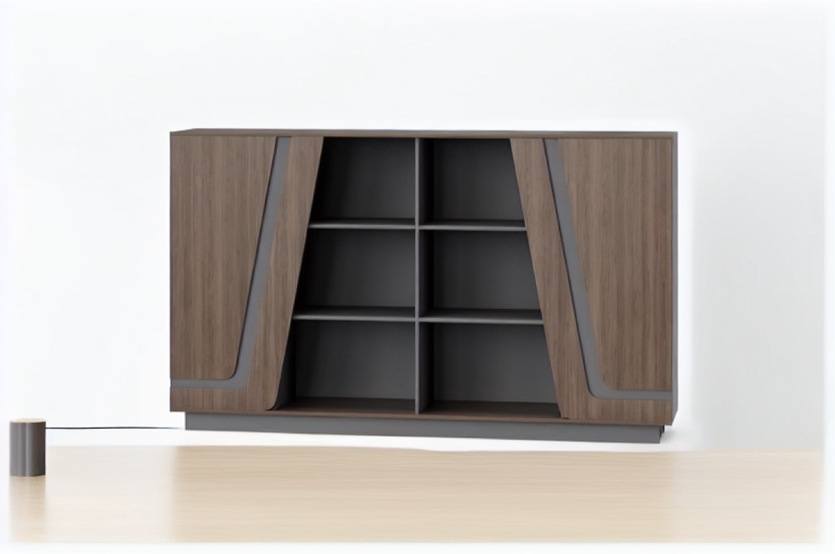 Kabinet Kantor G28 + Pintu Geometris & Aksen Abu — situasi kantor