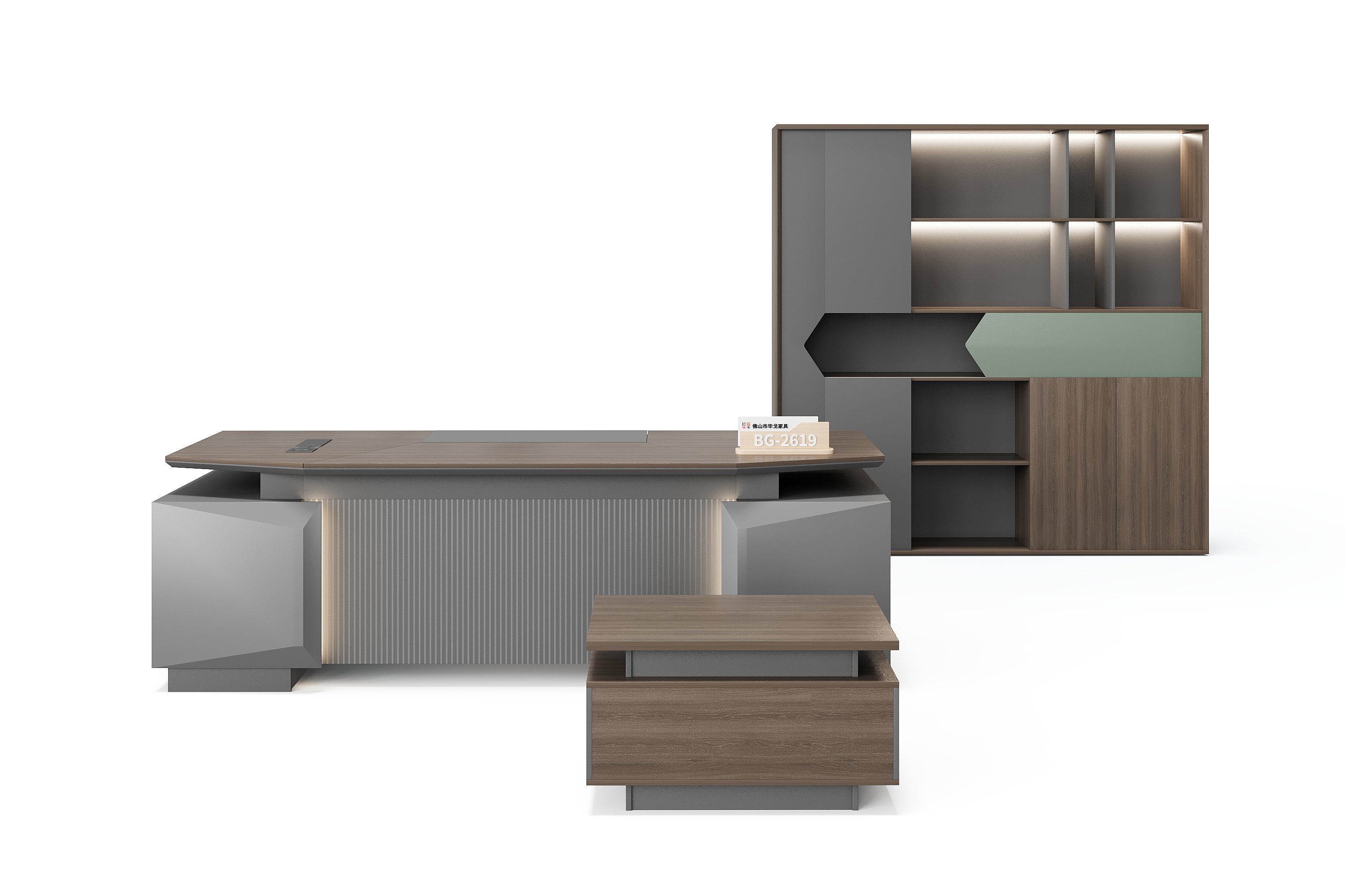 Meja Eksekutif + Side Cabinet — BG-2619LA-G28