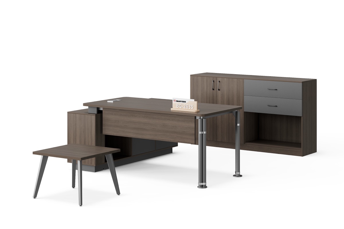 Meja Eksekutif L-Shape — BG-2635LA-G28 — BG Office Furniture